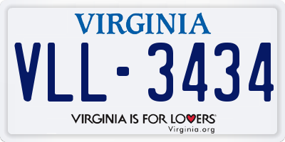 VA license plate VLL3434