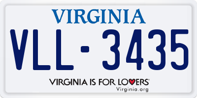 VA license plate VLL3435