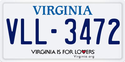 VA license plate VLL3472