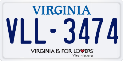 VA license plate VLL3474