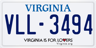 VA license plate VLL3494