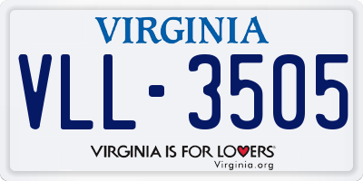 VA license plate VLL3505