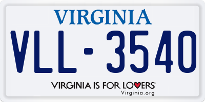 VA license plate VLL3540