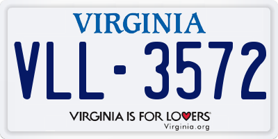 VA license plate VLL3572