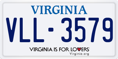 VA license plate VLL3579