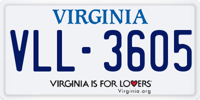 VA license plate VLL3605