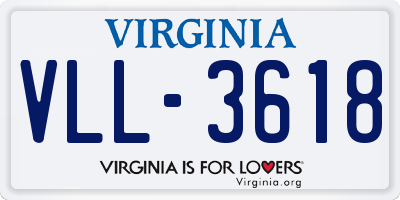 VA license plate VLL3618