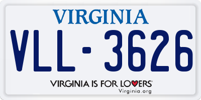 VA license plate VLL3626