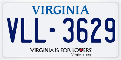 VA license plate VLL3629