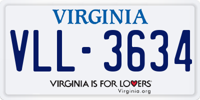 VA license plate VLL3634