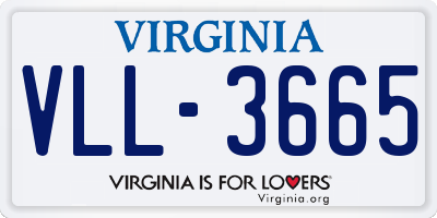 VA license plate VLL3665