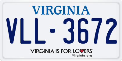 VA license plate VLL3672