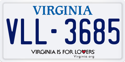 VA license plate VLL3685