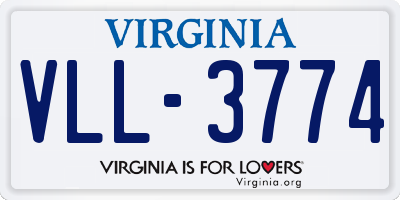 VA license plate VLL3774