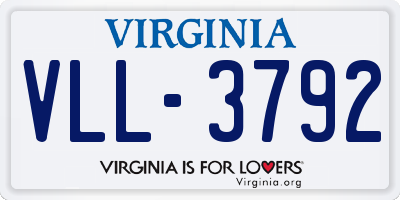 VA license plate VLL3792