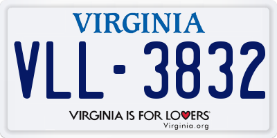 VA license plate VLL3832