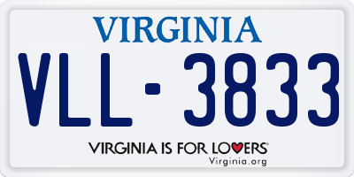 VA license plate VLL3833