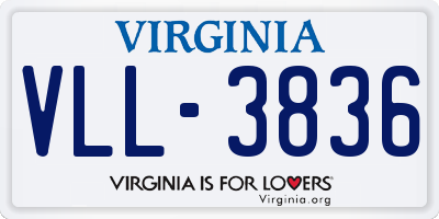 VA license plate VLL3836