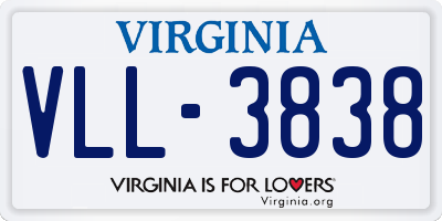 VA license plate VLL3838