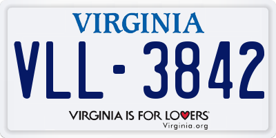 VA license plate VLL3842