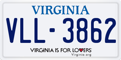 VA license plate VLL3862