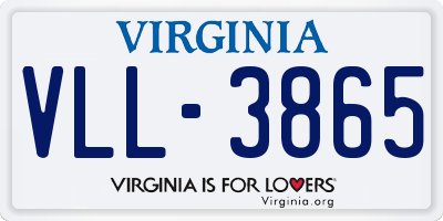 VA license plate VLL3865