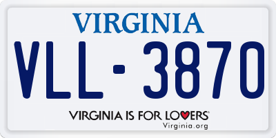 VA license plate VLL3870