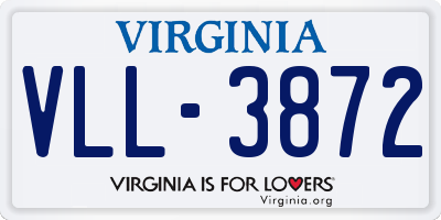 VA license plate VLL3872