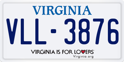 VA license plate VLL3876