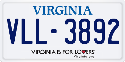 VA license plate VLL3892