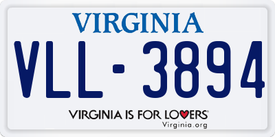 VA license plate VLL3894