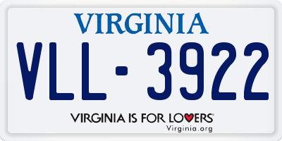 VA license plate VLL3922