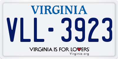 VA license plate VLL3923