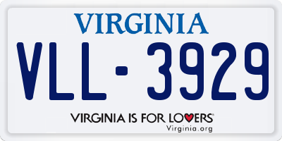 VA license plate VLL3929