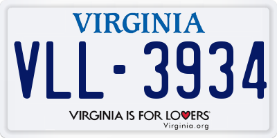 VA license plate VLL3934