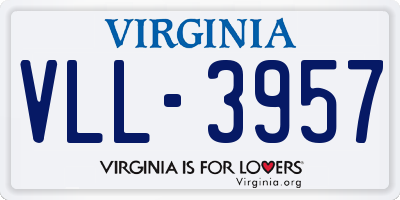 VA license plate VLL3957