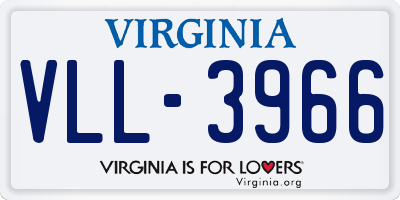 VA license plate VLL3966