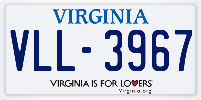 VA license plate VLL3967