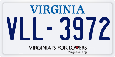 VA license plate VLL3972