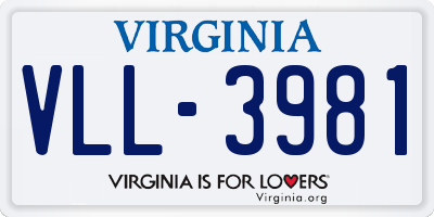 VA license plate VLL3981