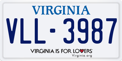 VA license plate VLL3987