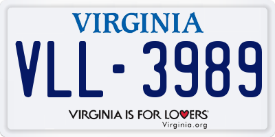 VA license plate VLL3989