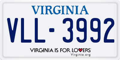 VA license plate VLL3992