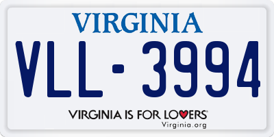 VA license plate VLL3994