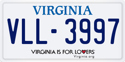 VA license plate VLL3997