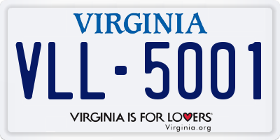 VA license plate VLL5001