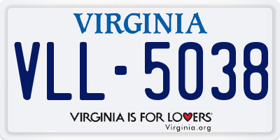 VA license plate VLL5038