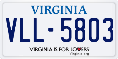 VA license plate VLL5803