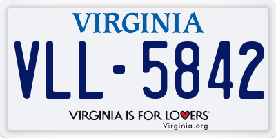 VA license plate VLL5842