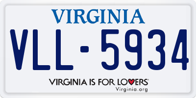 VA license plate VLL5934